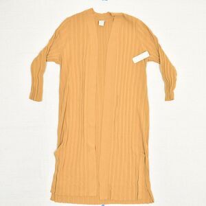 Chico's Women's Open Cardigan Sweater Solid Cotton Orange Size 1 Size M